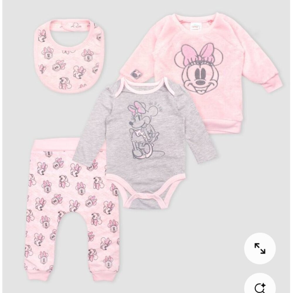 NWT Baby Girls' Disney Minnie Mouse 4pc set - Light Pink 6-9 month Gift Set